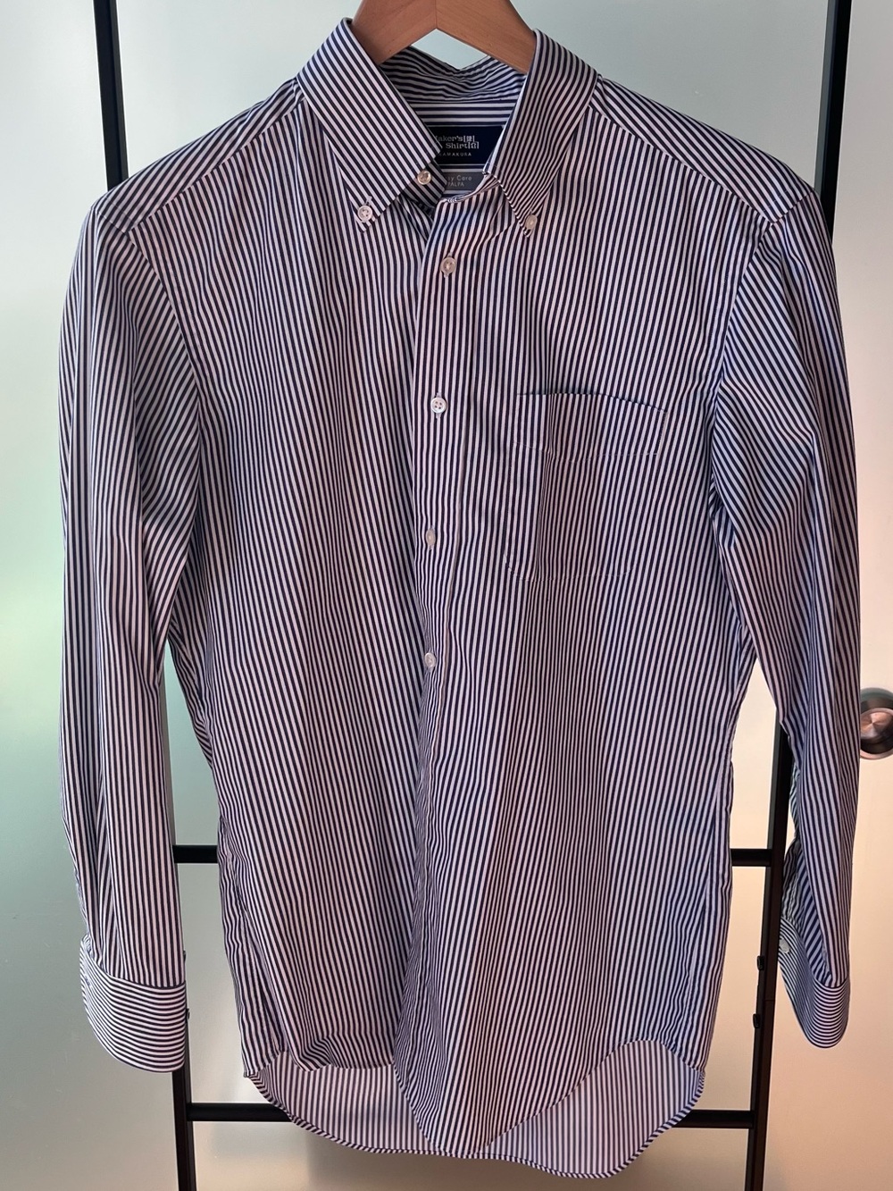 Kamakura shirt royal oxford navy blue stripe